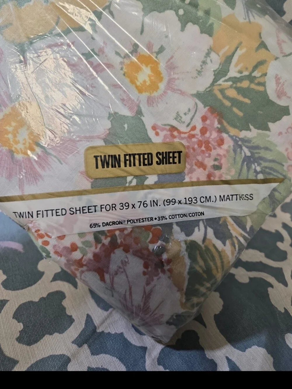 NWT DEADSTOCK VINTAGE PERQUOT TWIN FITTED/FLAT SHEET FLORAL USA